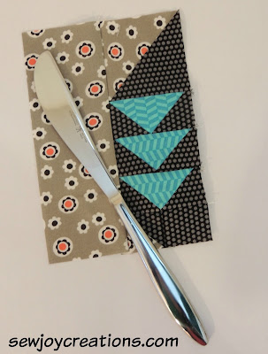 mini flying geese in patchwork knife utensil block