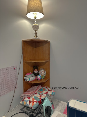 new corner open shelf cabinet on sewing machine table open corner shelf with lamp on top