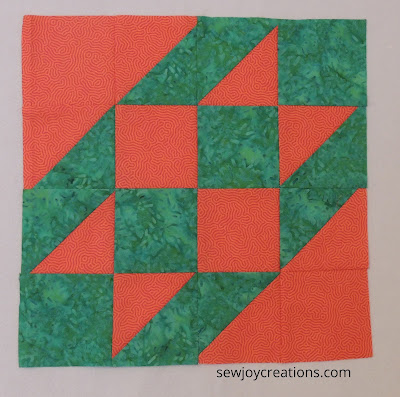 one orange and green block hst and squares