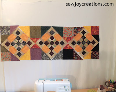 Work in Progress – On Point Pumpkin Block Scrap Quilt