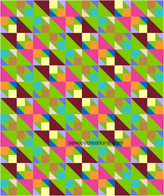 layout 3 with scrappy green hst block