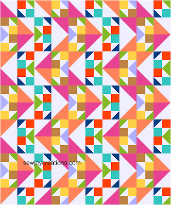 layout 4 with green changed to white in same scrappy hst block