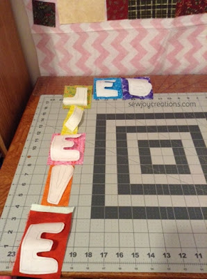 applique letters bright fabric word of the year